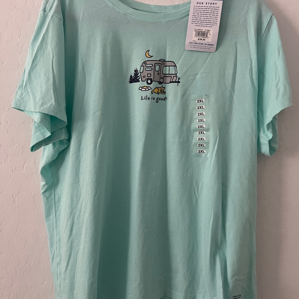 Life Is Good Aqua Tee with Inspirational Patch
